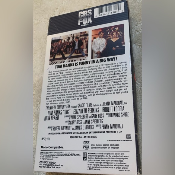 VHS tape: the movie “BIG” with Tom Hanks - Picture 2 of 4